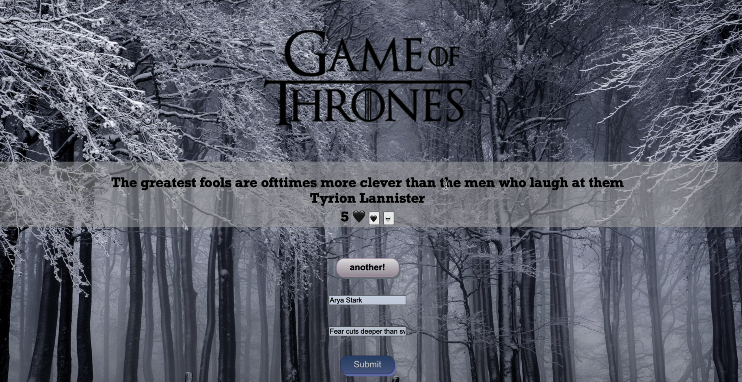 Game Of Thrones Quote For A Day
